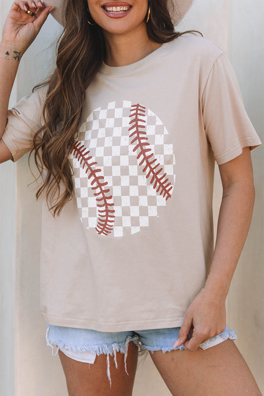 Checkered Baseball Graphic Top