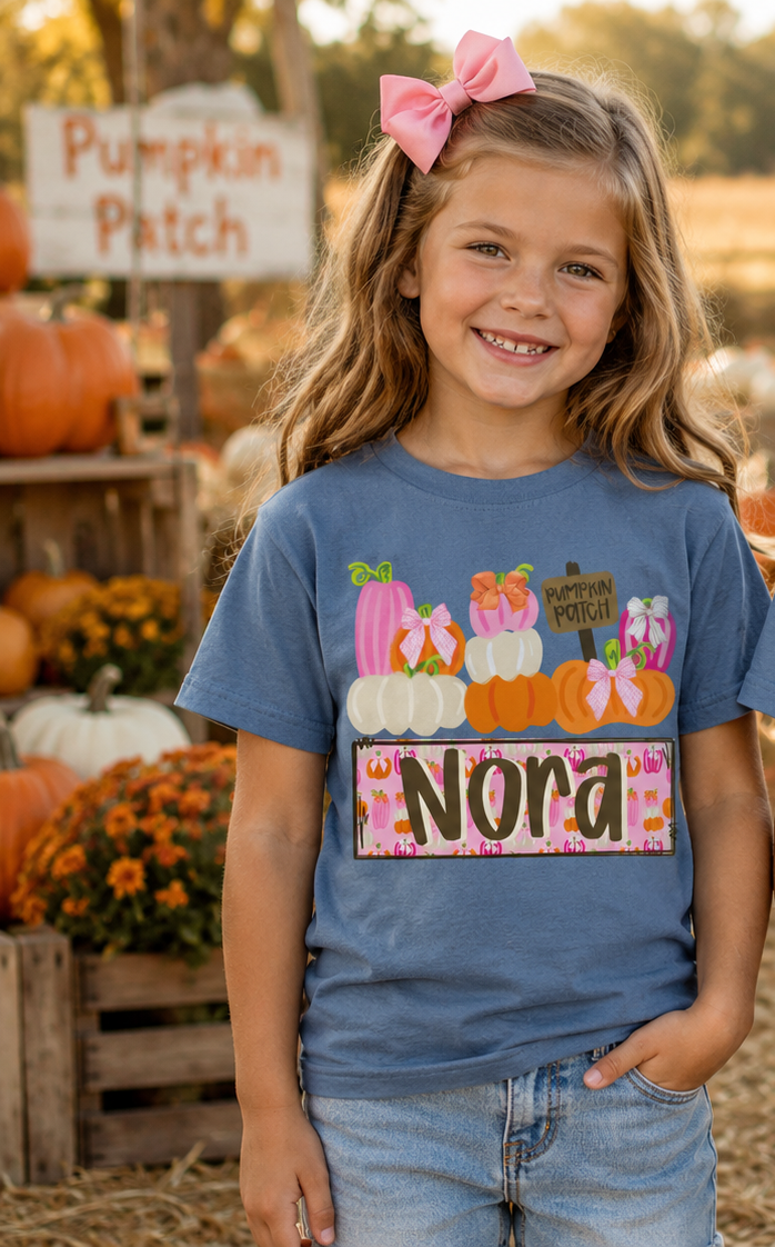 Youth Girl Custom Pumpkin Patch Tee.