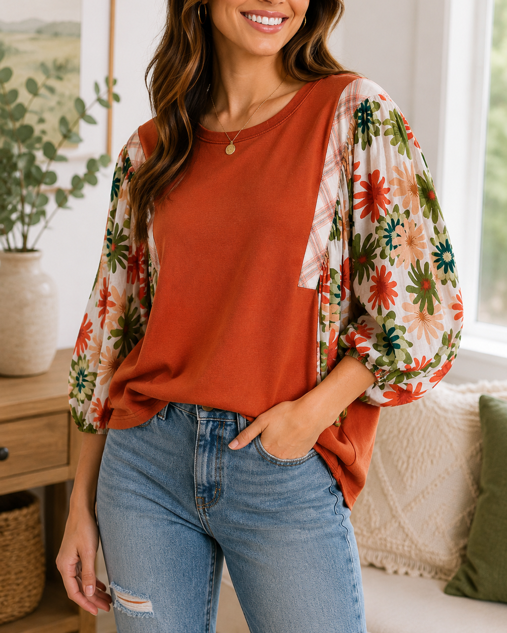 Floral Sleeve Blouse