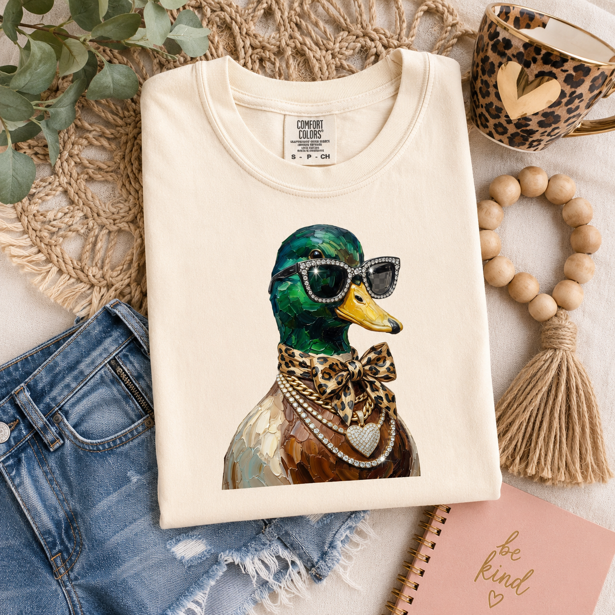 Leopard Bow Rhinestone Mallard Tee.