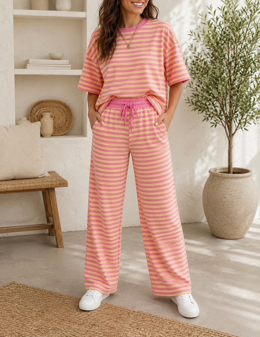 Pink Stripe Elastic Set RTS