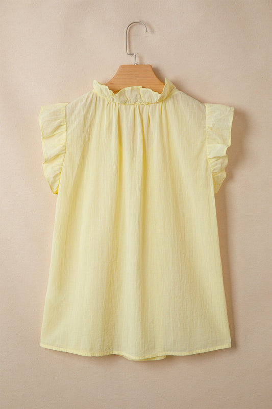 Yellow Cream Ruffle Top