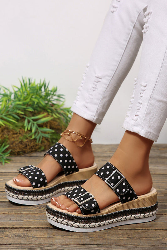 Polka Dot Platform Buckle Shoes