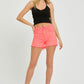 RISEN Tummy Control High Rise Fray Hem Denim Shorts