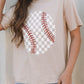 Checkered Baseball Graphic Top