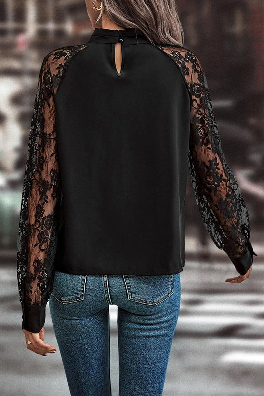 Black Floral Lace Blouse
