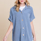 BOMBOM Button Up Short Sleeves Ribbed Shirt