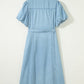 Bubble Sleeve Long Denim Dress