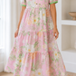 Pink Floral Tiered Dress
