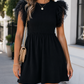 Black Mesh Ribbed Dress