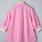 Pink Stripe Zipper Cuff Blouse