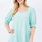 Celeste Full Size Swiss Dot Puff Sleeve Top