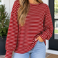 Red Stripe Drop Shoulder Top