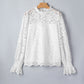 White Ruffled Sheer Lace Blouse