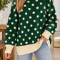 Green Polka Dot Ribbed Sweater