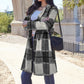 Double Take Full Size Plaid Button Up Lapel Collar Coat