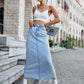 Raw Hem Denim Skirt