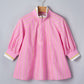 Pink Stripe Zipper Cuff Blouse