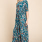 BOMBOM Printed Shirred Maxi Dress