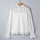 White Ruffled Sheer Lace Blouse