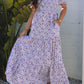 Purple Floral Shirred Maxi Dress RTS