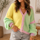 Yellow Patchwork Knitwear Cardigan