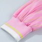 Pink Stripe Zipper Cuff Blouse
