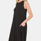 Zenana Full Size Sleeveless Flared Dress with Side Pockets