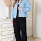 Double Take Dropped Shoulder Raw Hem Denim Jacket