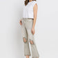 Lovervet Distressed Raw Hem Cropped Flare Jeans