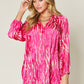 Double Take Full Size Printed Button Up Long Sleeve Shirt