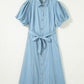 Bubble Sleeve Long Denim Dress