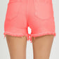 RISEN Tummy Control High Rise Fray Hem Denim Shorts