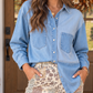Blue Denim Striped Shacket