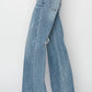 RISEN Mid Rise Button Fly Wide Leg Jeans
