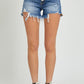 RISEN Button Fly Frayed Hem Denim Shorts