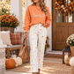 Orange Thankful Embroidered Sweatshirt