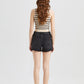 BAYEAS Stepped Waist Raw Hem Denim Shorts