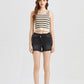 BAYEAS Stepped Waist Raw Hem Denim Shorts