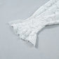 White Ruffled Sheer Lace Blouse