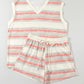 V-Neck Sleeveless Top and Drawstring Shorts Set