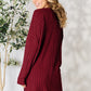 Basic Bae Full Size Ribbed Round Neck Long Sleeve Slit Top