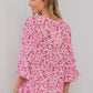 Sew In Love Full Size Floral V-Neck Flounce Sleeve Top