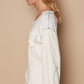 POL V-Neck knit Panel Exposed Seam Top