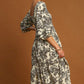 Umgee Ruffle Hem Flower Printed V-Neck Dress