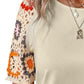 Geometric Round Neck Short Sleeve Blouse