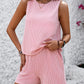 Round Neck Sleeveless Top and Shorts Set