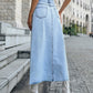 Raw Hem Denim Skirt