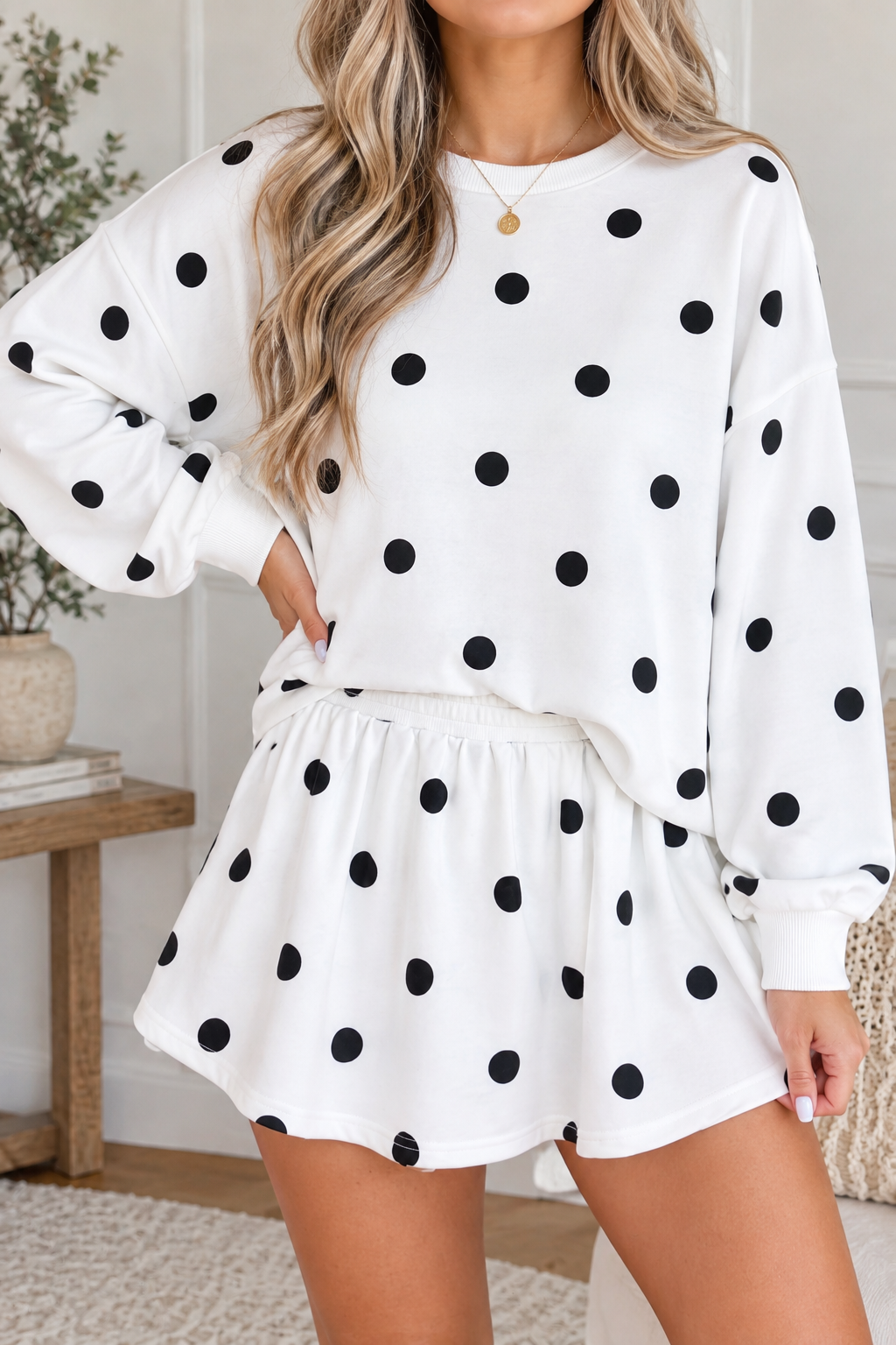 Polka Dot Relaxed Skort Set