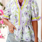Purple Floral Split Neck Blouse